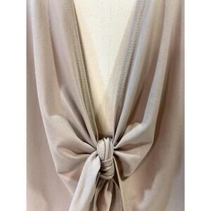 NEW ALYSSA THOMAS women's tie bell sleeve top cardigan in tan